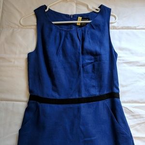 Blue linen dress with waistband and pockets!